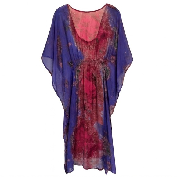 New Cynthia Rowley Boho Beach Coverup Beaded V-Neck Kaftan Tunic Dress Small - Picture 4 of 5